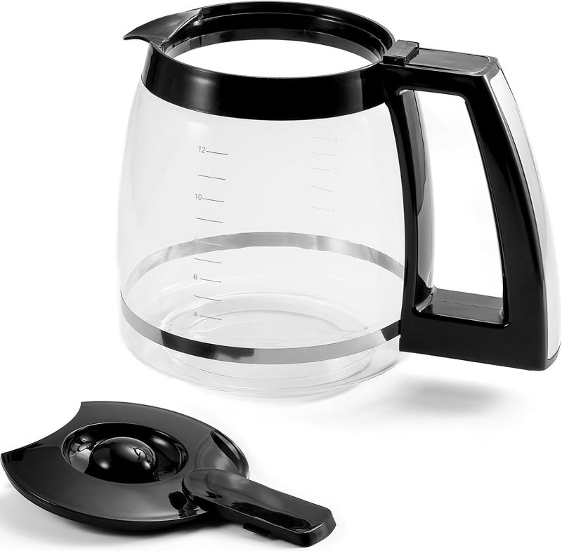 Photo 1 of 12-Cup Replacement Glass Carafe Compatible with Cuisinart Coffee Maker, 12 Cup Coffee Pot Replacement for Cuisinart, Models DCC-1100BK, DCC-1200PRC, DCC-2650, DGB500BK