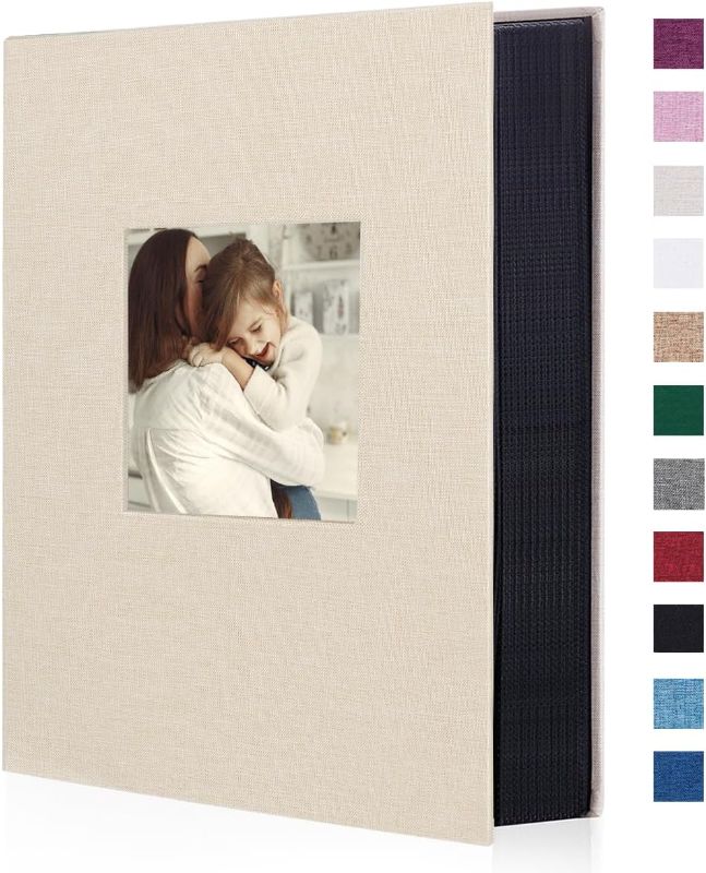Photo 1 of Artmag Fabric Photo Album 4x6 300 Large Capacity for Family Wedding Anniversary Linen Album Holds 300 Horizontal Photos (300 Pockets, Beige)