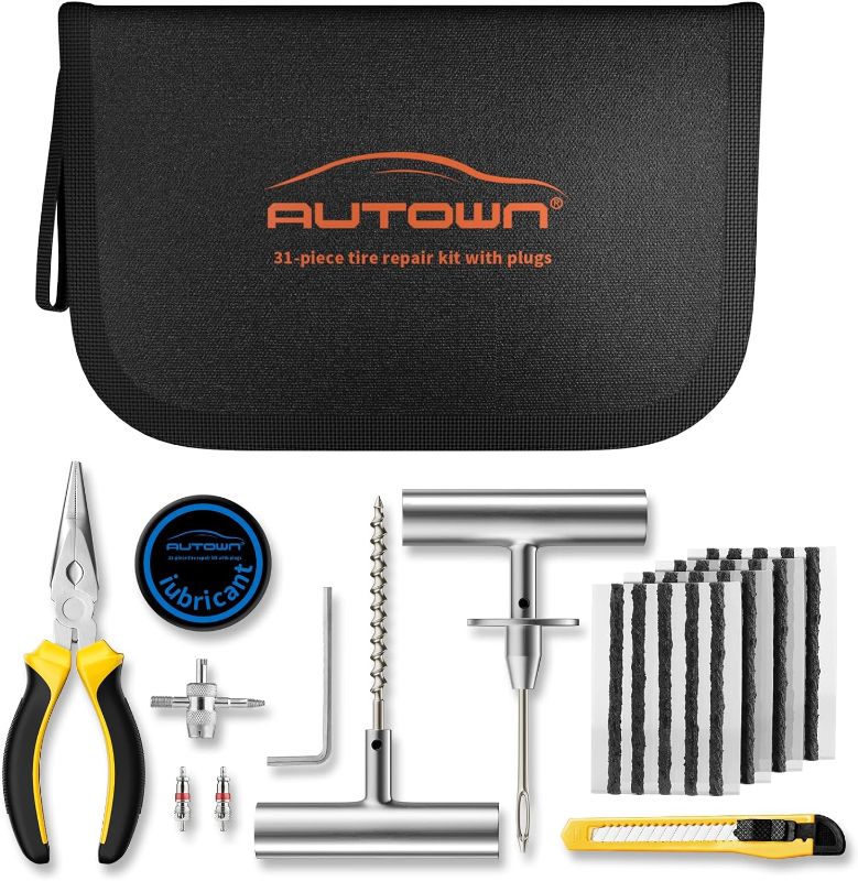 Photo 1 of Flat Tire Repair Kit with Plugs 31 Pcs for Car, Motorcycle, ATV, Jeep, Truck, Tractor Flat Tire Puncture Repair