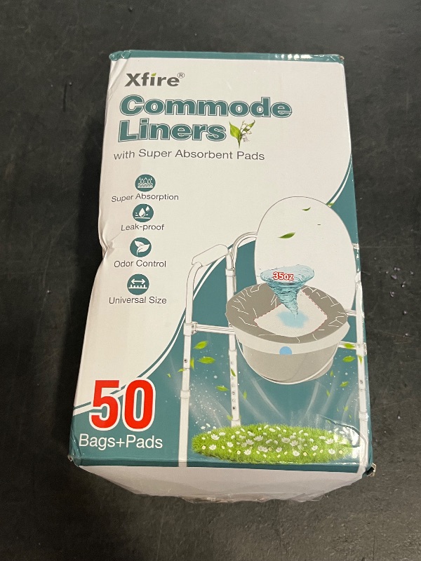 Photo 1 of Commode Liners with Absorbent Pads- 50 Commode Bags+ 50 Commode Pads, Extra Thicken Commode Toilet Liners Universal Fit Bedside Commode, Portable Toilet, Chair Bucket, Bedpan