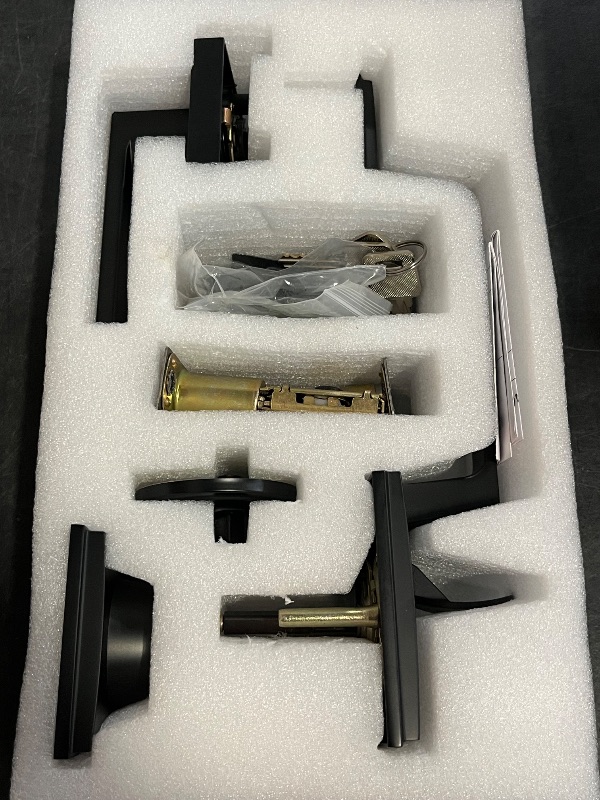 Photo 1 of Brightify Black Front Door Handle, Matte Black Exterior Door Handle with Door Lever, Modern Front Door Lock Set, Adjustable Deadbolt with Single Cylinder, Reversible for Right&Left