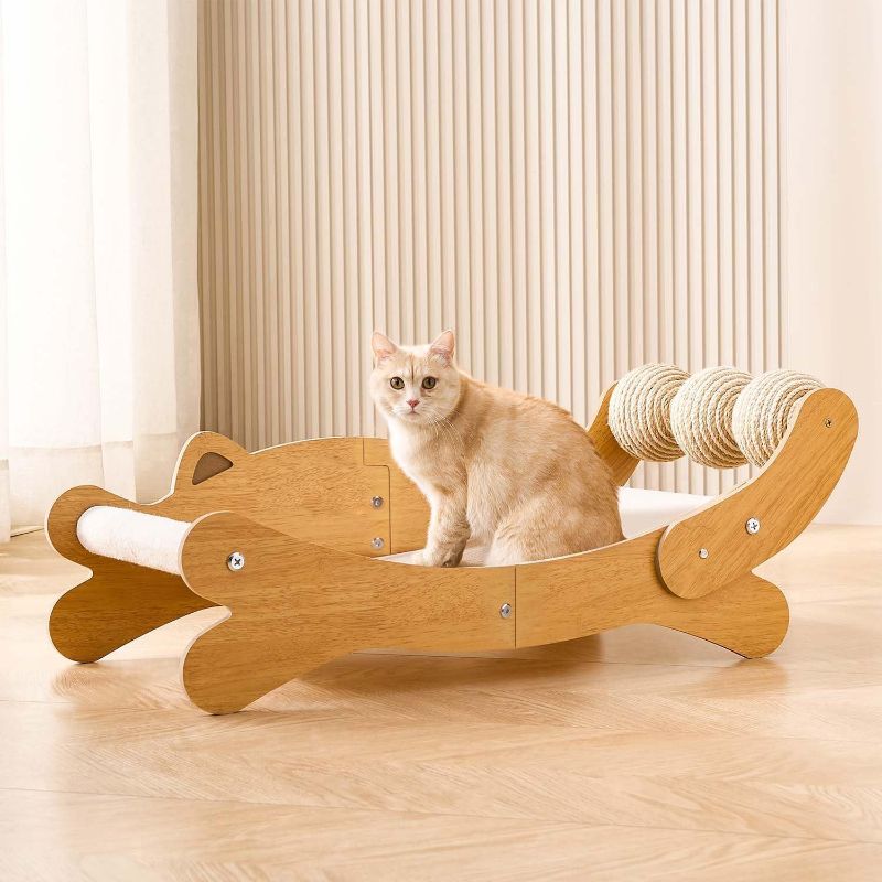 Photo 1 of Cat Scratch Pad with Replacement Scratching Felt, Large Cat Scratcher Bed Hammock Lounge for Scratching Pad, Protects Furniture,Kittens Gifts