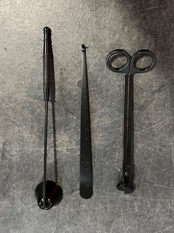 Photo 1 of 3-in-1 Candle Accessory Set Candle Tools Candle Wick Trimmer Candle Wick Dipper Candle Wick Snuffer Candle Wick Cutter Stainless Steel Black for Candle