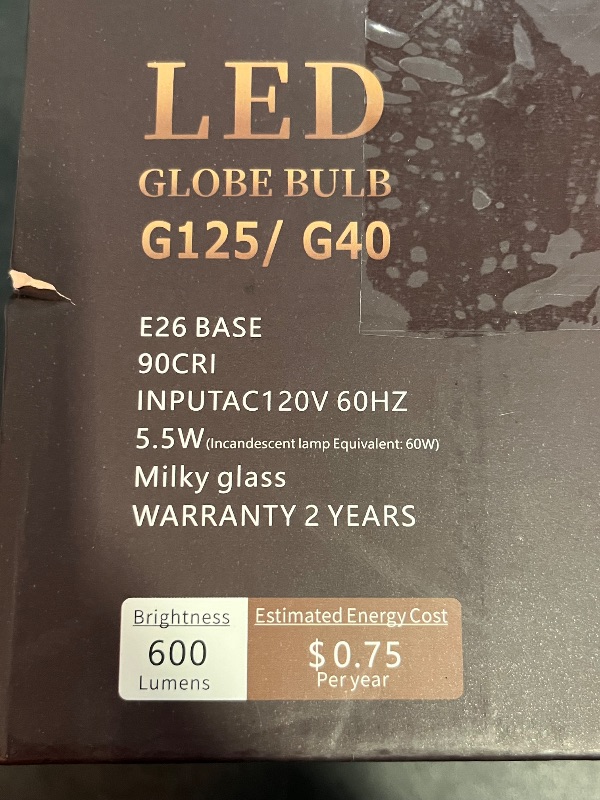 Photo 1 of Leools E26 Large Globe Oversized Bulb,G40 Dimmable Flick-Free Matt Opal Porcelain Dim to Warm 2700K-White 5000K,CRI95 Frosted Glass 600LM,60W Equivalent Antique Decorative Filament LED Bulb,2 Pack
