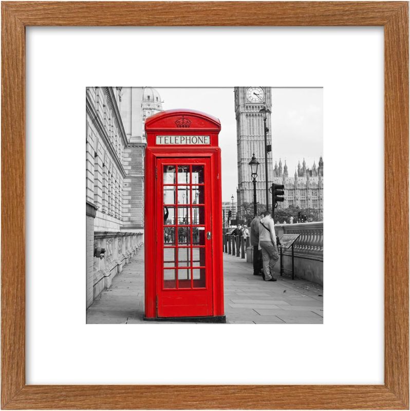 Photo 1 of 12x12 Picture Frame Display Pictures 8x8 with Mat or Photos 12 x 12 Without Mat, Square Wooden Picture Frames for Wall Mounting