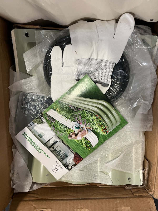 Photo 1 of Galvanized Raised Garden Bed Outdoor - 4×2×1ft Planter Raised Beds for Gardening | Oval Metal Garden Planter Box with Safety Edging and Gloves for Vegetables Fruits and Flowers OliveGreen