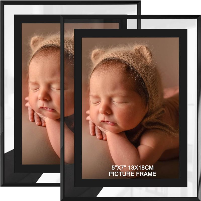 Photo 1 of IZIDDO 8x10 Picture Frames Set of 2, Black Glass Photo Frame, Only for Tabletop Display, Gift Picture Frame, Horizontally or Vertically (8x10, Black)