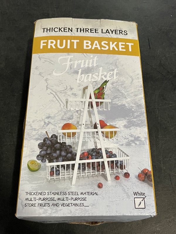 Photo 1 of 3 Tier Fruit Rack, Fruit and Vegetable Rack, Food and Fruit Storage Rack, Tiered Fruit and Vegetable Basket, White Fruit Basket. (Bisck+Black)