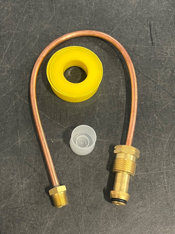 Photo 1 of Gohantee Propane Regulator Copper Pigtail POL x 1/4' NPT Male Pipe Thread, Two Stage Auto Changeover Regulator Copper Pigtail - 15 Inch