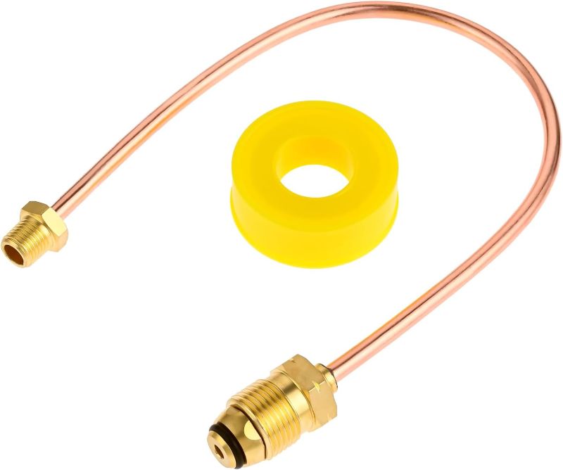 Photo 1 of Gohantee Propane Regulator Copper Pigtail POL x 1/4' NPT Male Pipe Thread, Two Stage Auto Changeover Regulator Copper Pigtail - 15 Inch