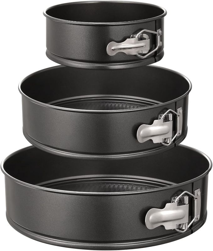 Photo 1 of Hiware Springform Pan Set of 3 Non-stick Leakproof Round Cake Pan Set Includes 3 Pieces 6" 8" 10"