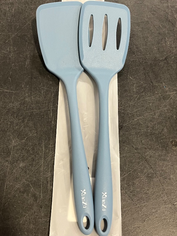 Photo 1 of 600F Heat Resistant Silicone Spatula Set, 13.6" Kitchen Spatula Turners for Non Stick Cookware, Flexible Spatulas with Thin Edges, Seamless Cooking Utensils for Fish, Eggs, Pancakes, Starry Blue