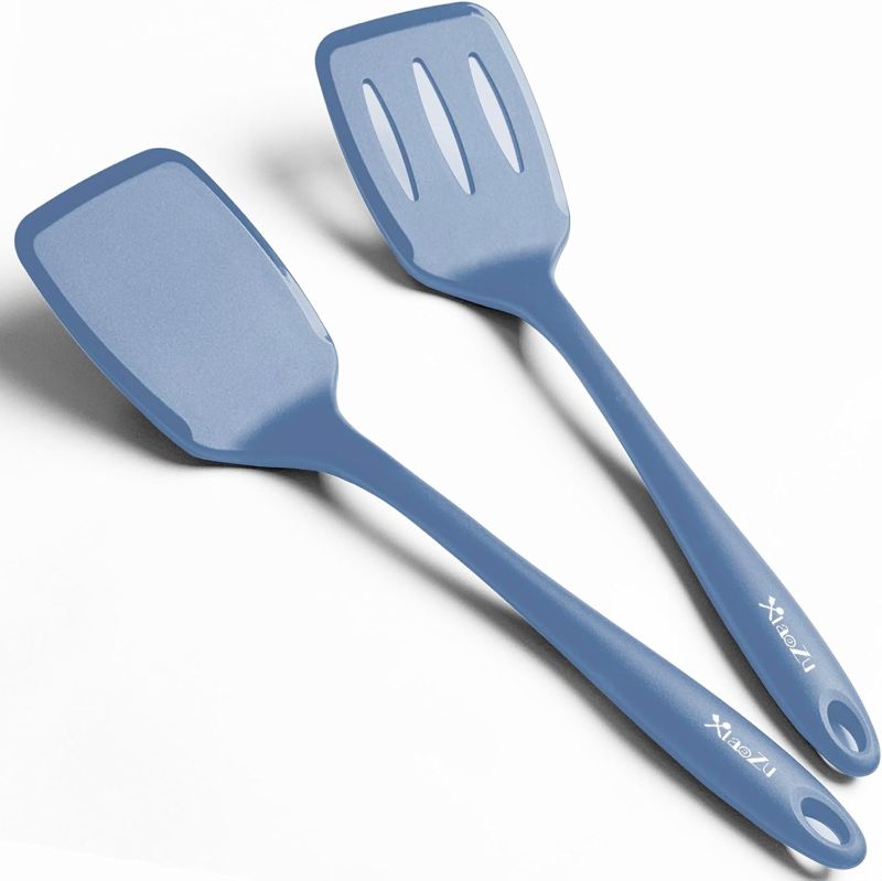 Photo 1 of 600F Heat Resistant Silicone Spatula Set, 13.6" Kitchen Spatula Turners for Non Stick Cookware, Flexible Spatulas with Thin Edges, Seamless Cooking Utensils for Fish, Eggs, Pancakes, Starry Blue