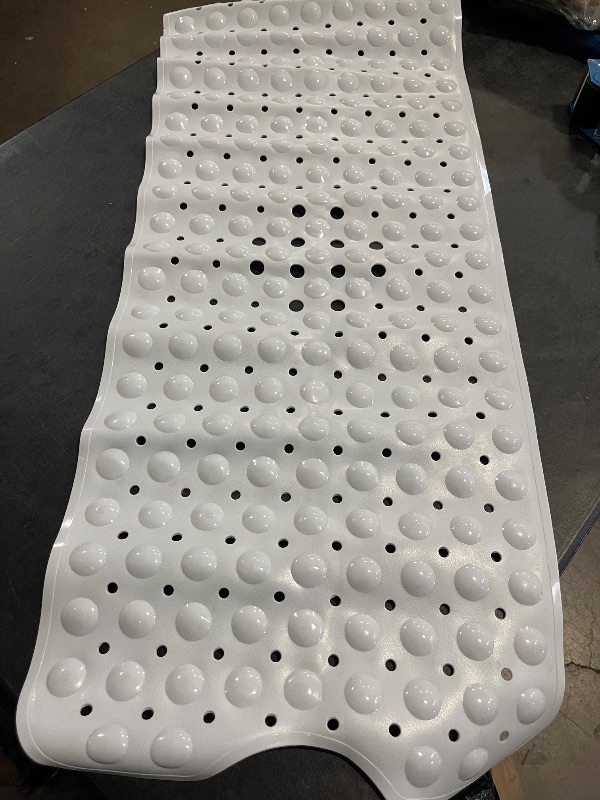 Photo 1 of AmazerBath Shower Mat Non Slip 40 x 16 Inches, Shower Stall Mats with Suction Cups and Drain Holes, Non Slip Bath Mat for Tub for Elderly & Kids, White