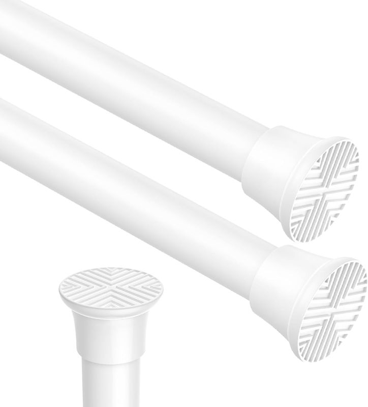 Photo 1 of 2pack Spring Tension Rods 18-36 Inch Adjustable White Tension Rod Spring Curtain Rod Extendable Short Curtain Rod Spring Loaded Curtain Rods Tension Rod for Curtains,Closet,Kitchen
