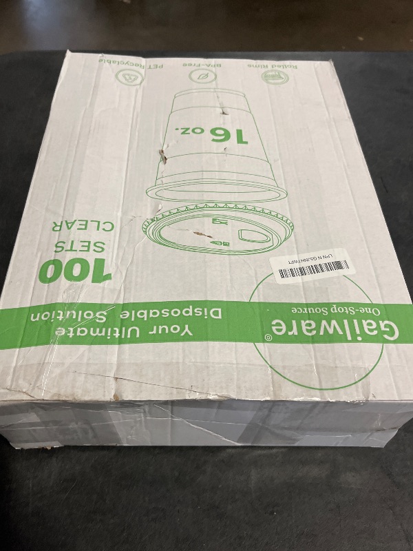 Photo 1 of Glotoch Express Plastic Cups with Lids and Straws [100 Sets - 16oz] Disposable Clear Crystal Plastic Coffee Cups with Lids, BPA Free Small To Go Cold Cup for Cold Drinks, Milkshake, Juice, Party
