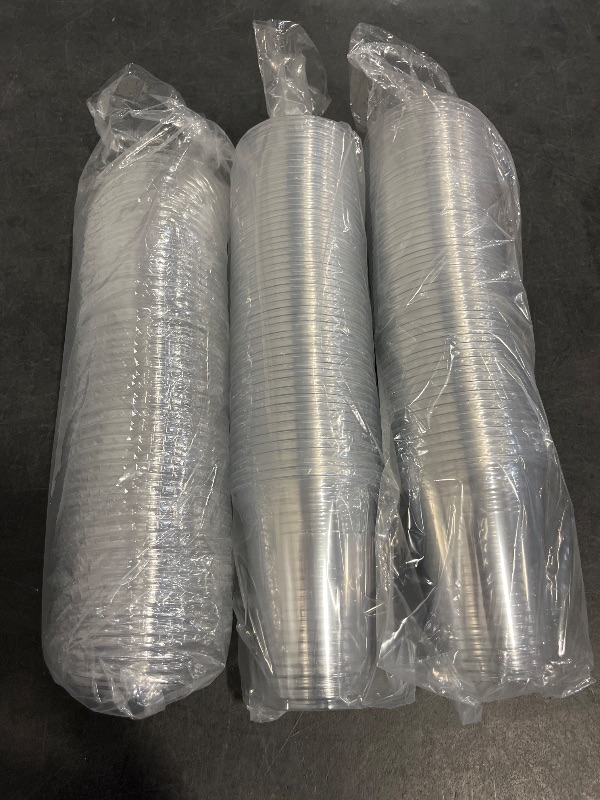 Photo 1 of Glotoch Express Plastic Cups with Lids and Straws [100 Sets - 16oz] Disposable Clear Crystal Plastic Coffee Cups with Lids, BPA Free Small To Go Cold Cup for Cold Drinks, Milkshake, Juice, Party
