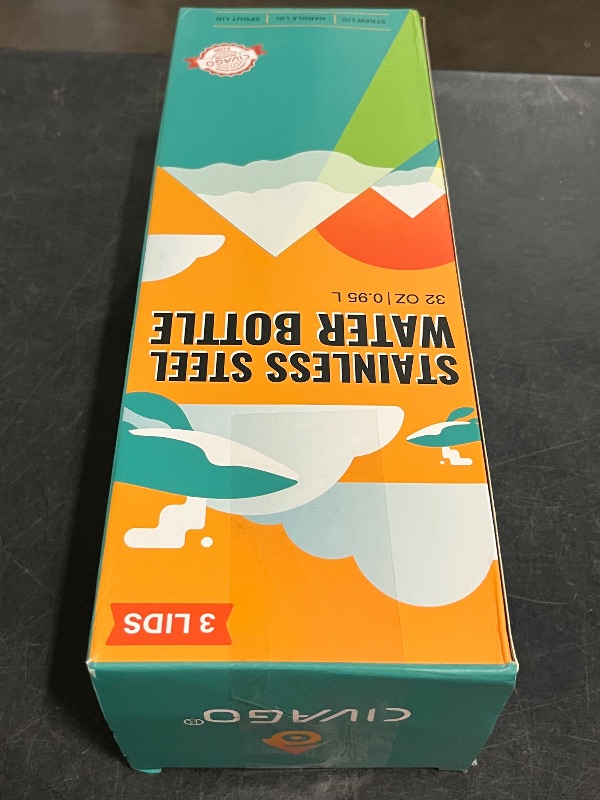 Photo 1 of 32oz Insulated Water Bottle with Straw, Stainless Steel Metal Vacuum Water Flask, Large Thermal Water bottle with Leakproof 3 Lids for Travel, Camping, Gym Sports Indigo Black