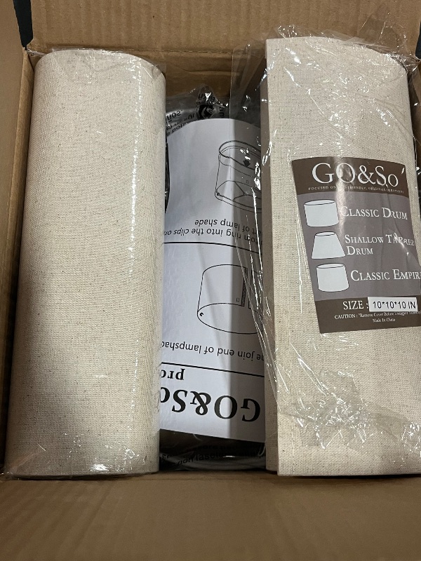 Photo 1 of GO&SO Natural Linen Medium Drum Lamp Shades 13" Top x 13" Bottom x 10" High (Spider) Modern Beige Gray Lampshade for Table Lamps Bedside Lamps -Assembly Required - By GO&SO