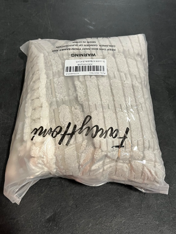 Photo 1 of Fancy Homi 4 Packs Neutral Decorative Throw Pillow Covers 18x18 Inch for Living Room Couch Bed Sofa, Rustic Farmhouse Boho Home Decor, Soft Plush Striped Corduroy Square Cushion Case 45x45 cm