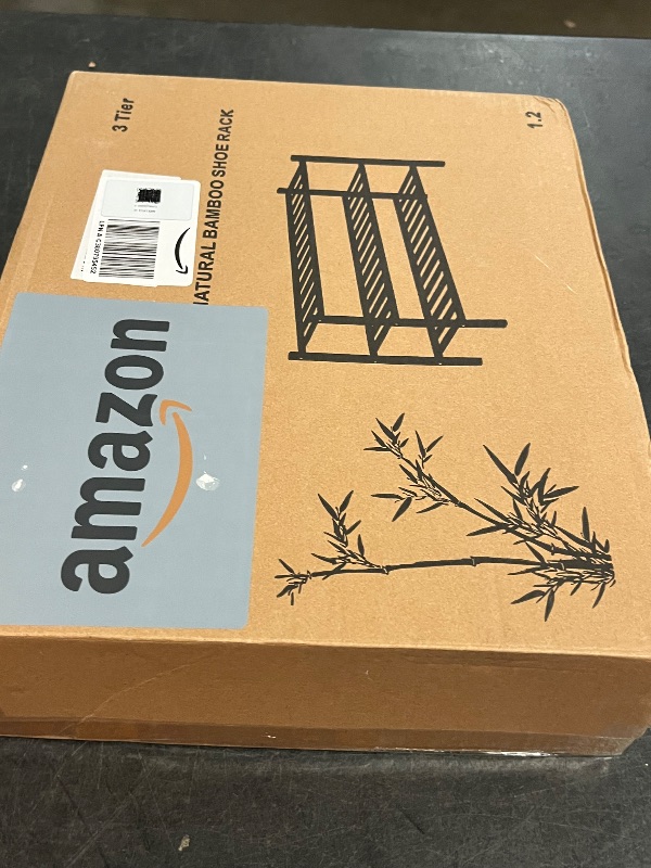 Photo 1 of 3 Tier Bamboo Shoe Rack for Closet Free Standing Wood Shoe Shelf Storage Organizer for Entryway Small Space Stackable 27"x11"x20" (White)