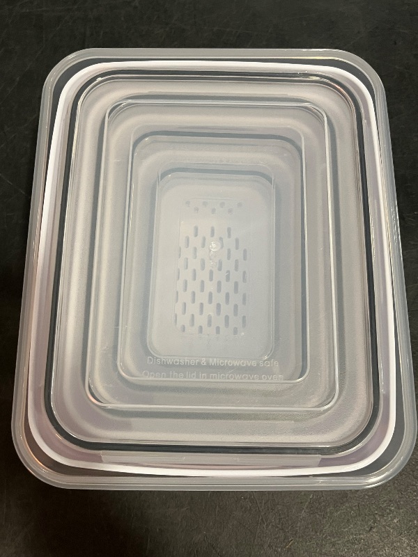 Photo 1 of 5 PCS Large Fruit Containers for Fridge - Leakproof Food Storage Containers with Removable Colander - Dishwasher & microwave safe Produce Containers Keep Fruits, Vegetables, Berry, Meat Fresh longer