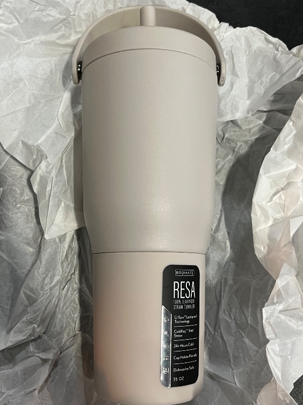 Photo 1 of BrüMate Resa 35oz 100% Leakproof Travel Tumbler with Handle & Straw | Flexible SoftSip Straw | Silicone Sleeve for Durability | Stainless Steel | Cup Holder & Travel Friendly Water Bottle | (Dune)