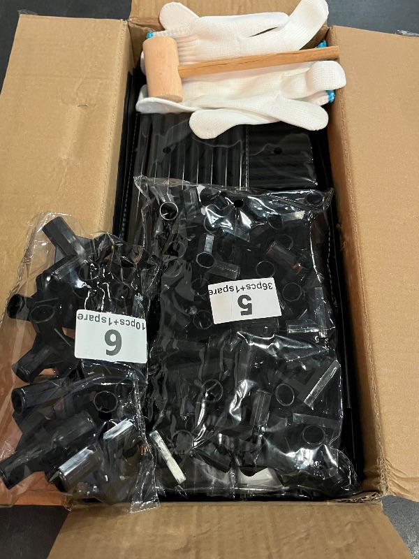 Photo 1 of Black Tubes Closet Shoe Rack, 5 Tier Oxford Fabric Shelf, Easy Assembly, Sturdy and Durable, Holds Up to 30 lbs