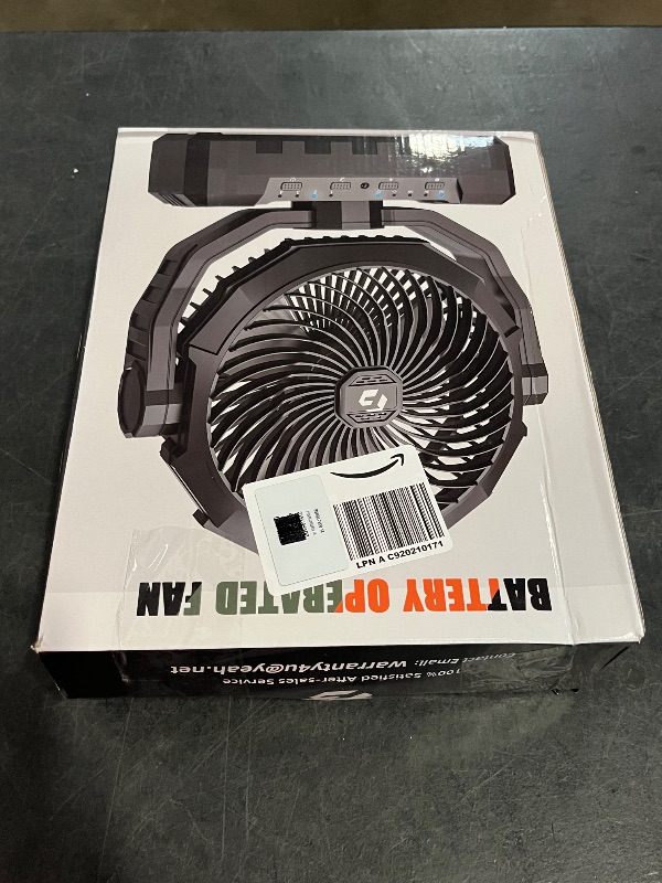 Photo 1 of Battery Operated Fan [200H Max], 2 in 1 D-Cell Battery & USB Powered Fans, Portable Camping Fan with 4 Speeds, Light, Timer, Remote for Outdoor Tent, Travel, Picnic, Office, Bedroom - Black

