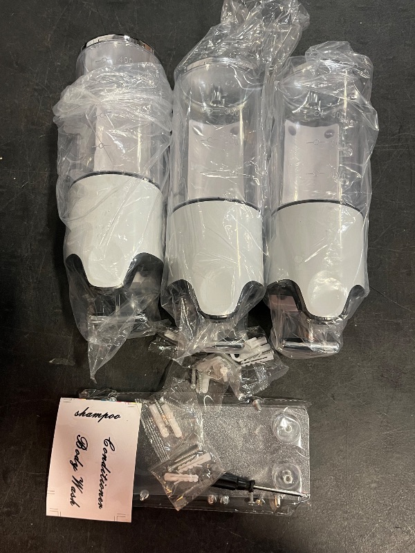 Photo 1 of 3 Chamber Shampoo and Conditioner Dispenser w Transparent Window Total 1500ml Shower Soap Dispenser for Shower Wall Mounted