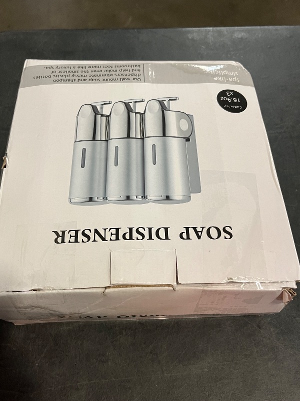 Photo 1 of 3 Chamber Shampoo and Conditioner Dispenser w Transparent Window Total 1500ml Shower Soap Dispenser for Shower Wall Mounted