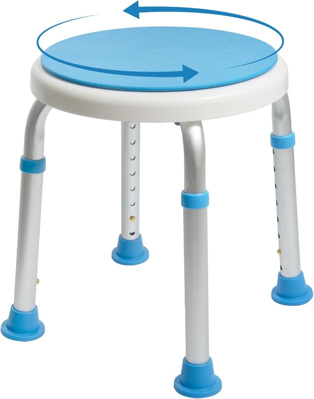 Photo 1 of FSA/HSA Eligible, Vaunn Medical Tool-Free Assembly Adjustable Swivel Shower Stool Seat Bench with Anti-Slip Rubber Tips for Safety and Stability