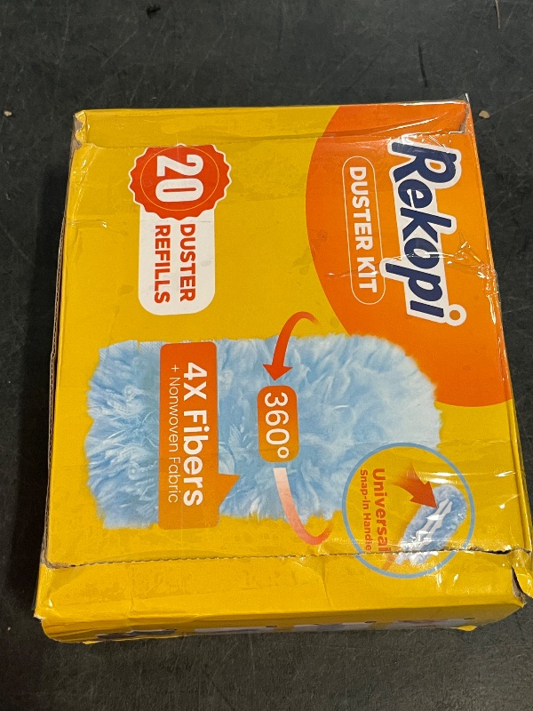 Photo 1 of Heavy Duty Duster Refills for Swiffer Duster, 20 Count Duster Refills with 1 Handle, Multisurface 360° Dusters with 4X Microfibers, Unscented Disposable Dusters for Cleaning (Blue)