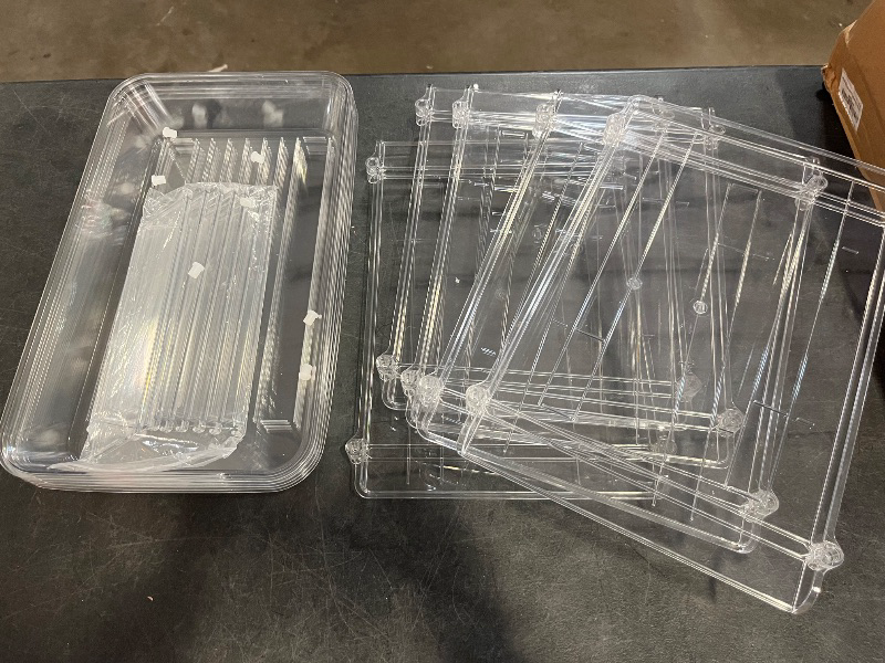 Photo 1 of Missing Metal Sticks ** 
Delamu 2-Tier Multi-Purpose Bathroom Under Sink Organizers and Storage, Stackable Kitchen Pantry Organization, Pull Out Medicine Cabinet Organizer with Movable Dividers, White, 4Pack
