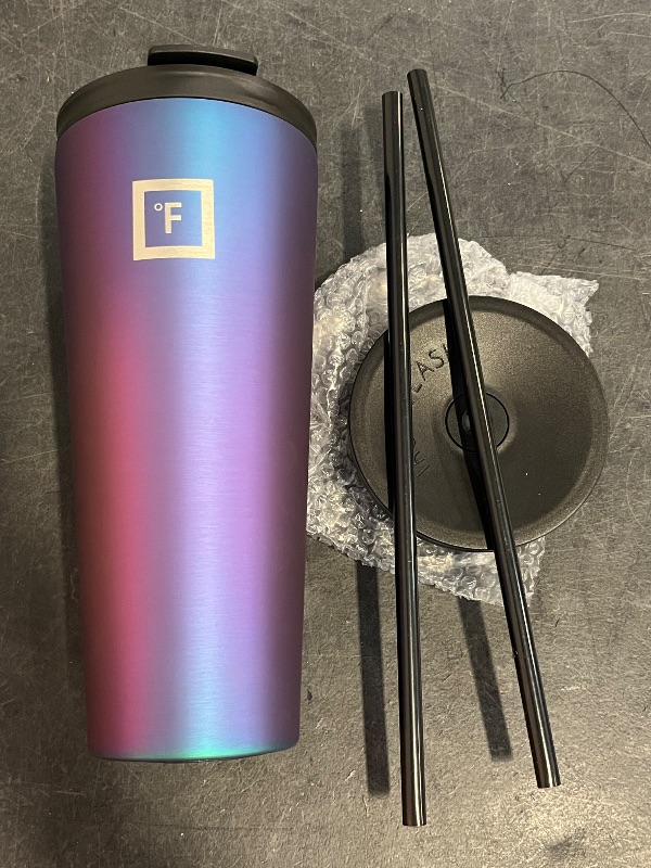 Photo 1 of IRON °FLASK Classic Tumbler - Vacuum Insulated Stainless Steel Water Bottle, Double Walled, Drinking Cup, Insulated Travel Mug (Aurora, 32 oz Solid Lid)