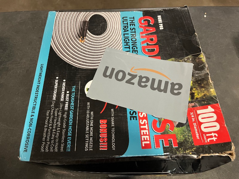Photo 1 of 100 FT Garden Hose Expandable - 304 Stainless Steel Water Hose 100 FT - Heavy Duty Flexible Kink Free Hose, no Bite
