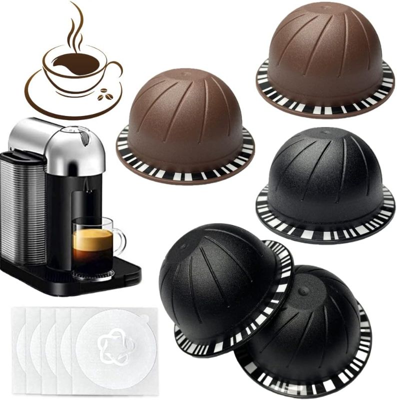 Photo 1 of 5pcs Reusable Coffee Pods for Nespresso VertuoLine, Refillable Coffee Capsules for Vertuo, Refill Coffee Pod for Nespresso Machine with 5pcs Aluminum Foil Lids