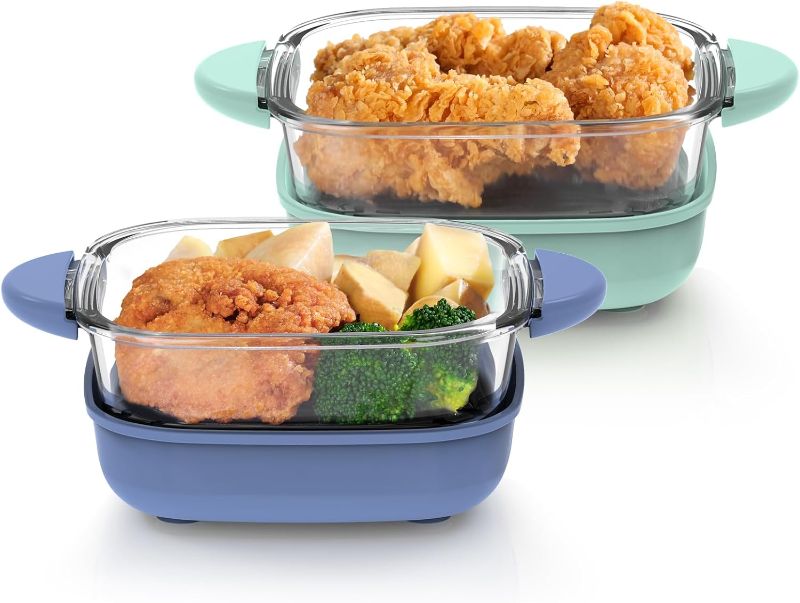 Photo 1 of 6-Cup Tempered Glass Container 2 PACK, Compatible with Ninja Crispi 4-in-1 Portable Cooking System, Microwave, Freezer and Dishwasher Safe, PFAS Free Glass Cooking Surface