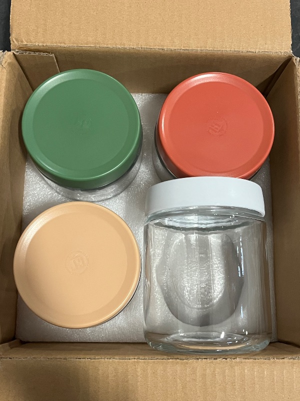 Photo 1 of DIMBRAH Overnight Oats Containers with Lids,16oz Glass Jars with Lids - Set Of 4, Practical Oatmeal Container to Go, Chia Seed Pudding Jars, Baby Food Containers