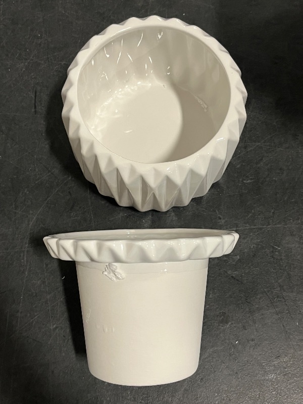 Photo 1 of 6 inch Self Watering Pot for Indoor Plants, African Violet Pot Ceramic, Flowers Planter (4 inch Opening), Holds 3 Weeks of Water (1 Pack)