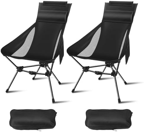 Photo 1 of Camping Chairs, Portable Camping Chair with Headrest and Storage Bag-2pack