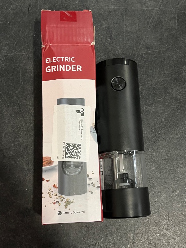 Photo 1 of Electric Salt and Pepper Grinder, Automatic Battery Pepper Mill Shakers, Adjustable Coarseness, One-Button Control, Easy Filling Larger Capacity with Led Light for Home Kitchen Appliances, Black