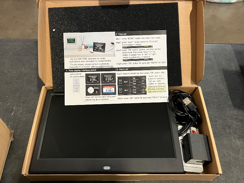 Photo 1 of 2025 New Digital Clock with Temperature/Humidity & Weather Forecast, Auto Time Sync Large Display, Custom Alarms & Medication Reminders, Ideal for Elderly(Black, 7-Inch)