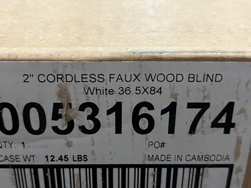 Photo 1 of DEZ FURNISHINGS Cordless 2" Faux Wood Blind, 36.5" W x 84" H, White