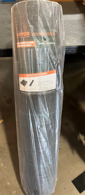 Photo 1 of Vevor  Fabric Barrier Heavy Duty,13x108ft 3.5oz Weed Blocker Fabric, Woven Landscape Fabric, Garden Fabric Weed Barrier, Weed Control Fabric Ground Cover, Geotextile Fabric, Gardening Mat, Black