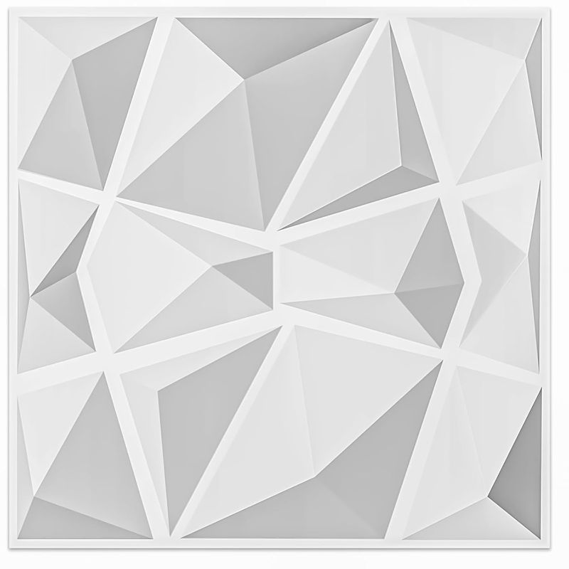 Photo 1 of Art3d 12 Pack 3D Diamond Design Wall panels 19.7"x19.7" PVC Panel for Interior Wall Decor Living Room, Office, TV Background, Snow White