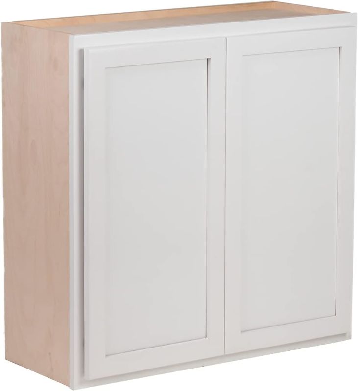 Photo 1 of Quicklock RTA (Ready-to-Assemble) 42" Tall Wall Kitchen Cabinets - Shaker Style | 100% Hardwood | Made in America | Soft Close Hardware (Pure White, 12" D x 36" W x 42" H)