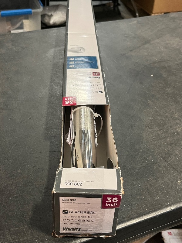 Photo 1 of 36" Wall Mount Grab Bar, 1 ¼" Diameter, Concealed Flanges, ADA Compliant, Peened with Satin Ends