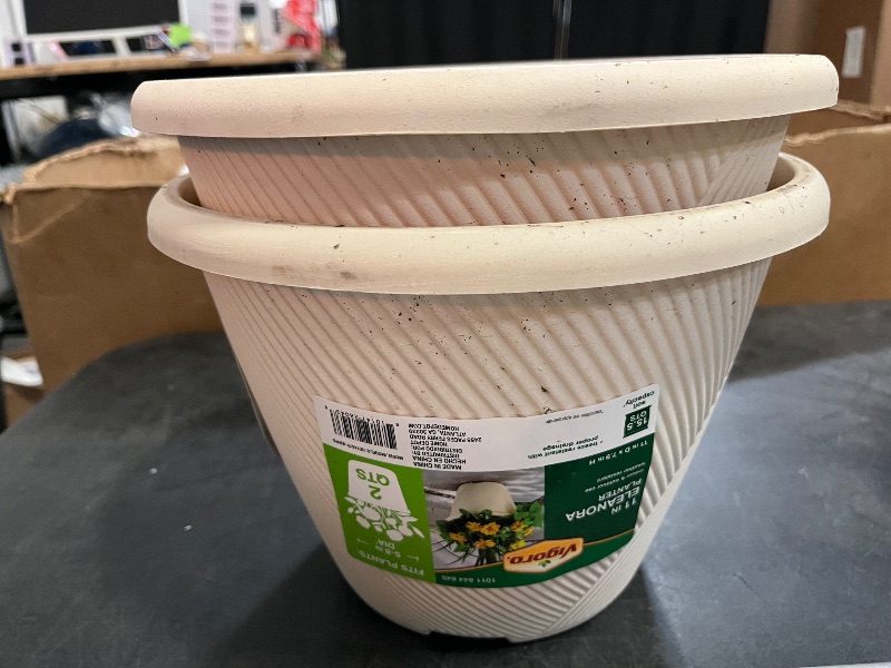 Photo 1 of 11 Inch Plastic Self-Watering Planter with Built-in Reservoir, Lightweight Resin Flower Pot, 2 Gal. Capacity, UV & Weather Resistant for Indoor/Outdoor Use, 2pack