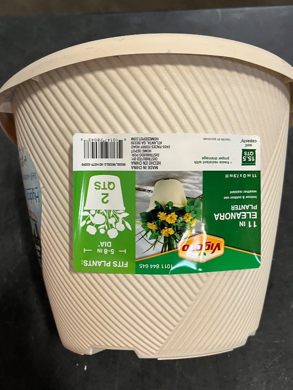 Photo 1 of 11 in. Eleanora Cream Plastic Self-Watering Planter (11 in. D X 7.9 in. H) - 4 Pack